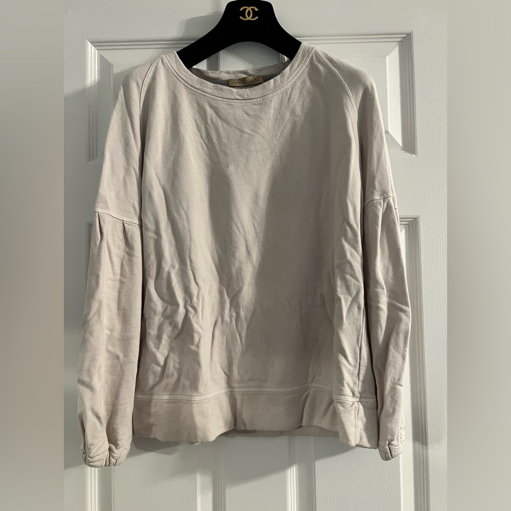 Garbe Luxe The Veronica XS Cream 
Cotton sweatshirt 
Voluminous pleated sleeve